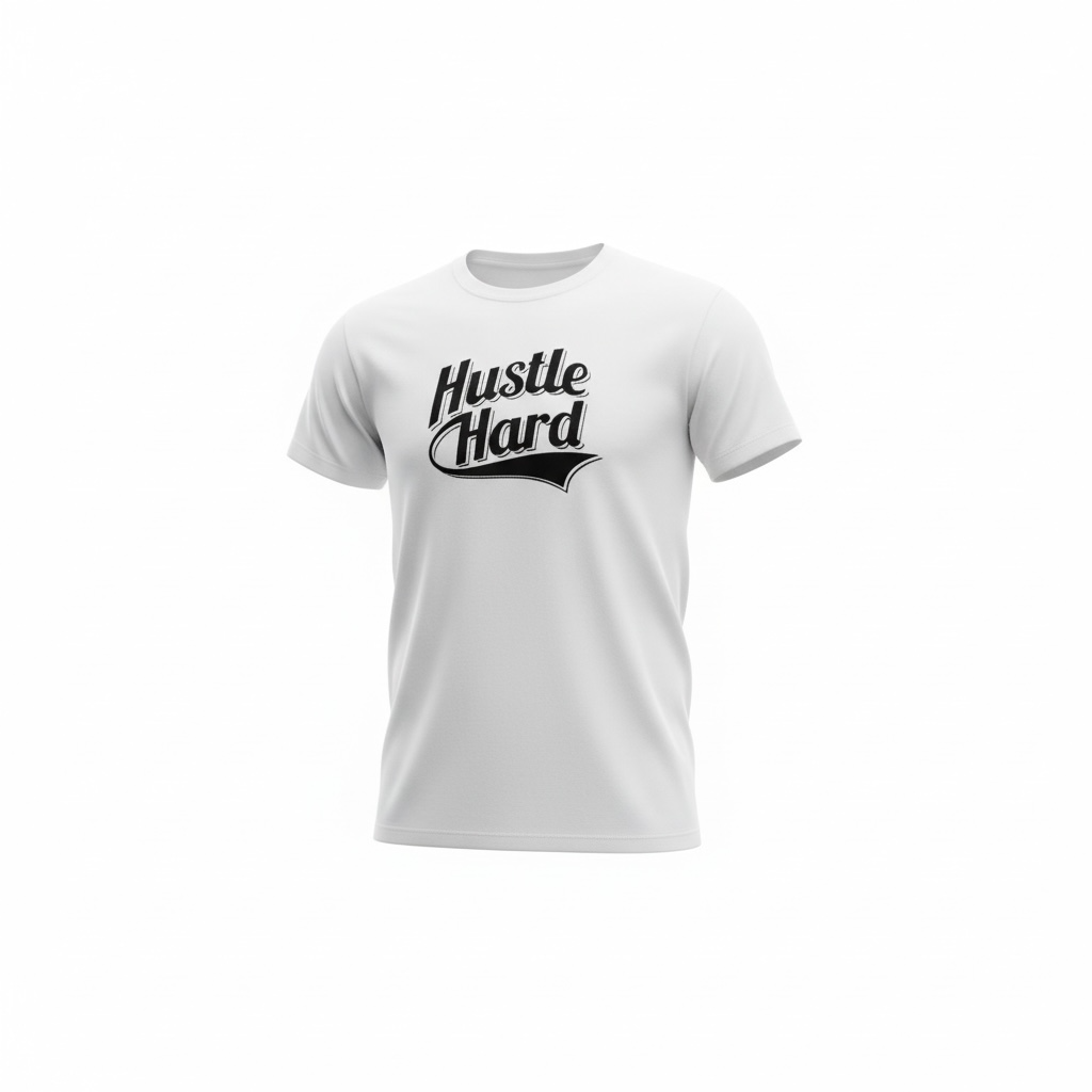 White Hustle Hard (black print)Tee shirts
