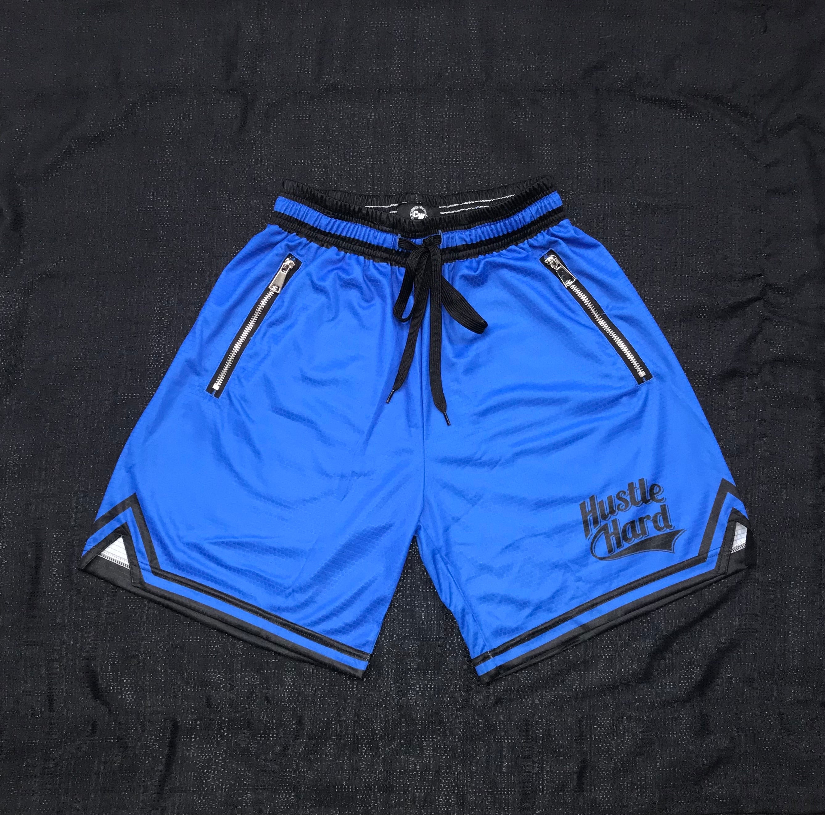 BLUE HUSTLE HARD BASKETBALL BALL SHORTS