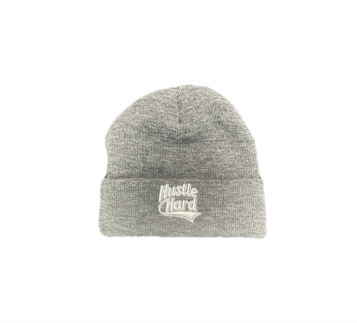 Hustle Hard Grey Beanies